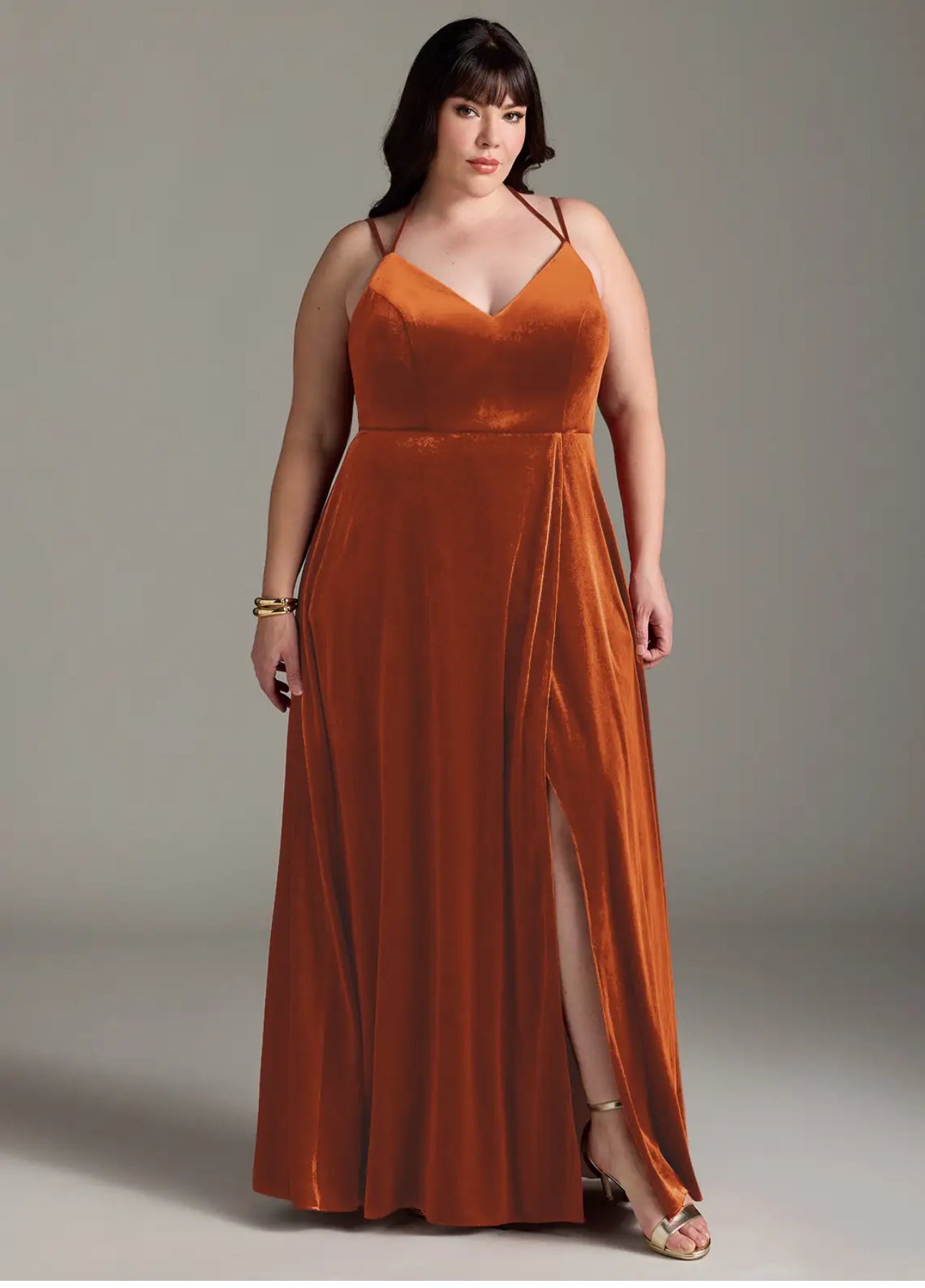 Azazie Sora Velvet A-Line Gown with Slit – Size A22