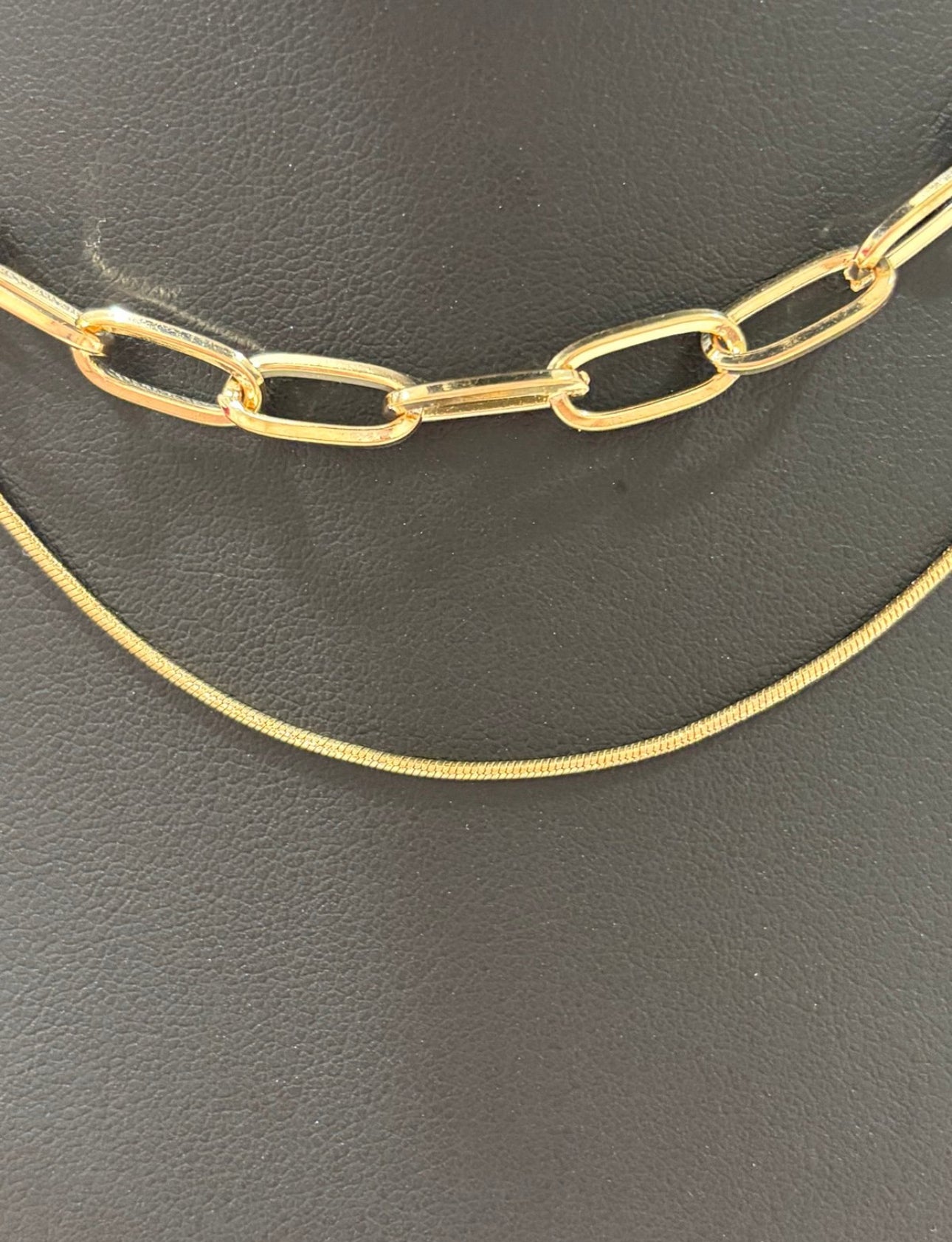 Chunky Gold Chain & Sleek Snake Layered Necklace