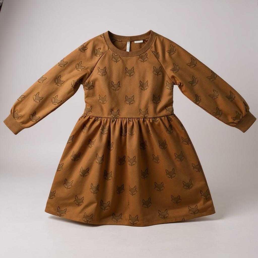 Rylee + Cru Fox Print Long Sleeve Dress – Size 6-7Y