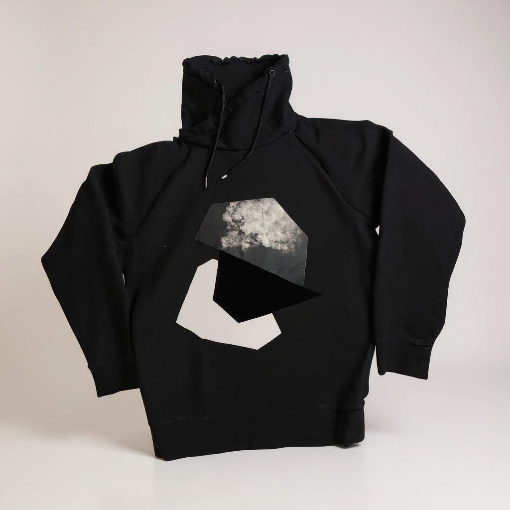 H&M Abstract Graphic High-Neck Hoodie – Size Small