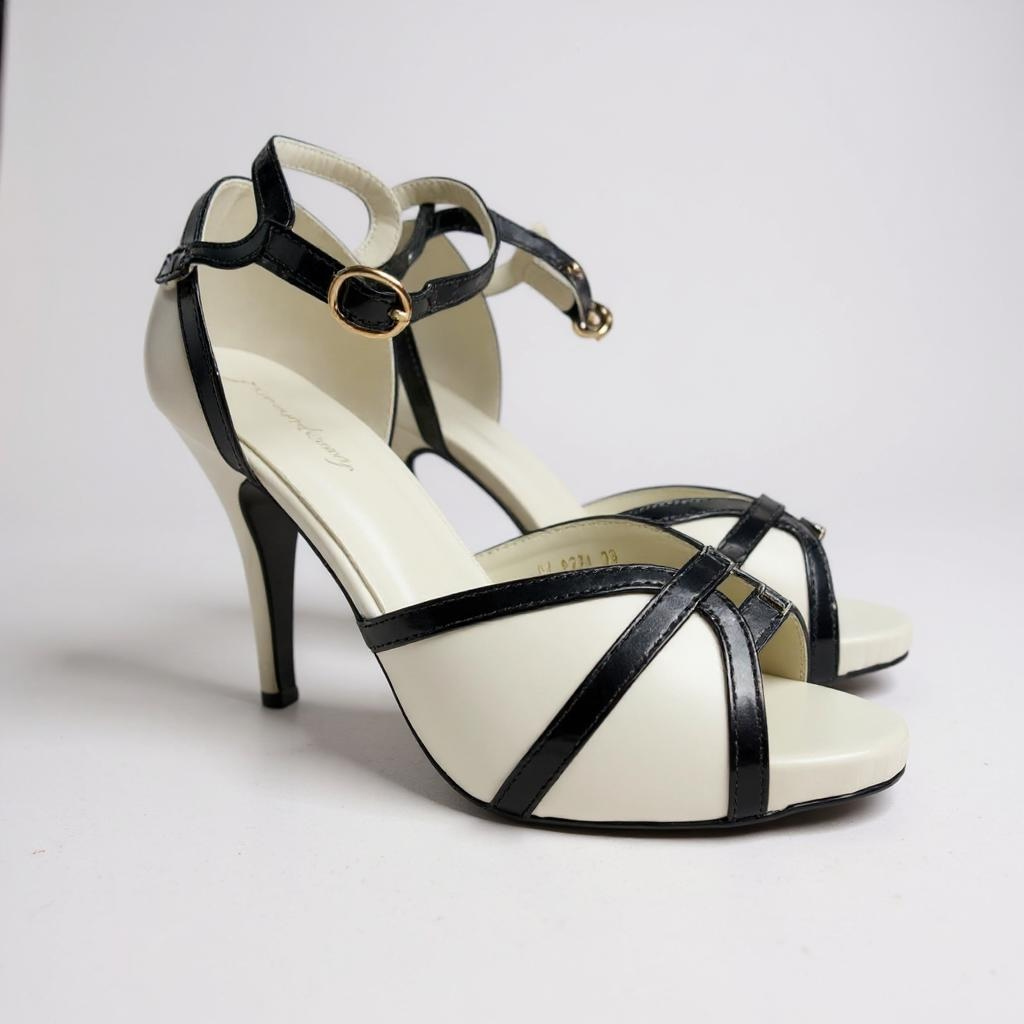 Black & White Peep Toe Heels – Size 8