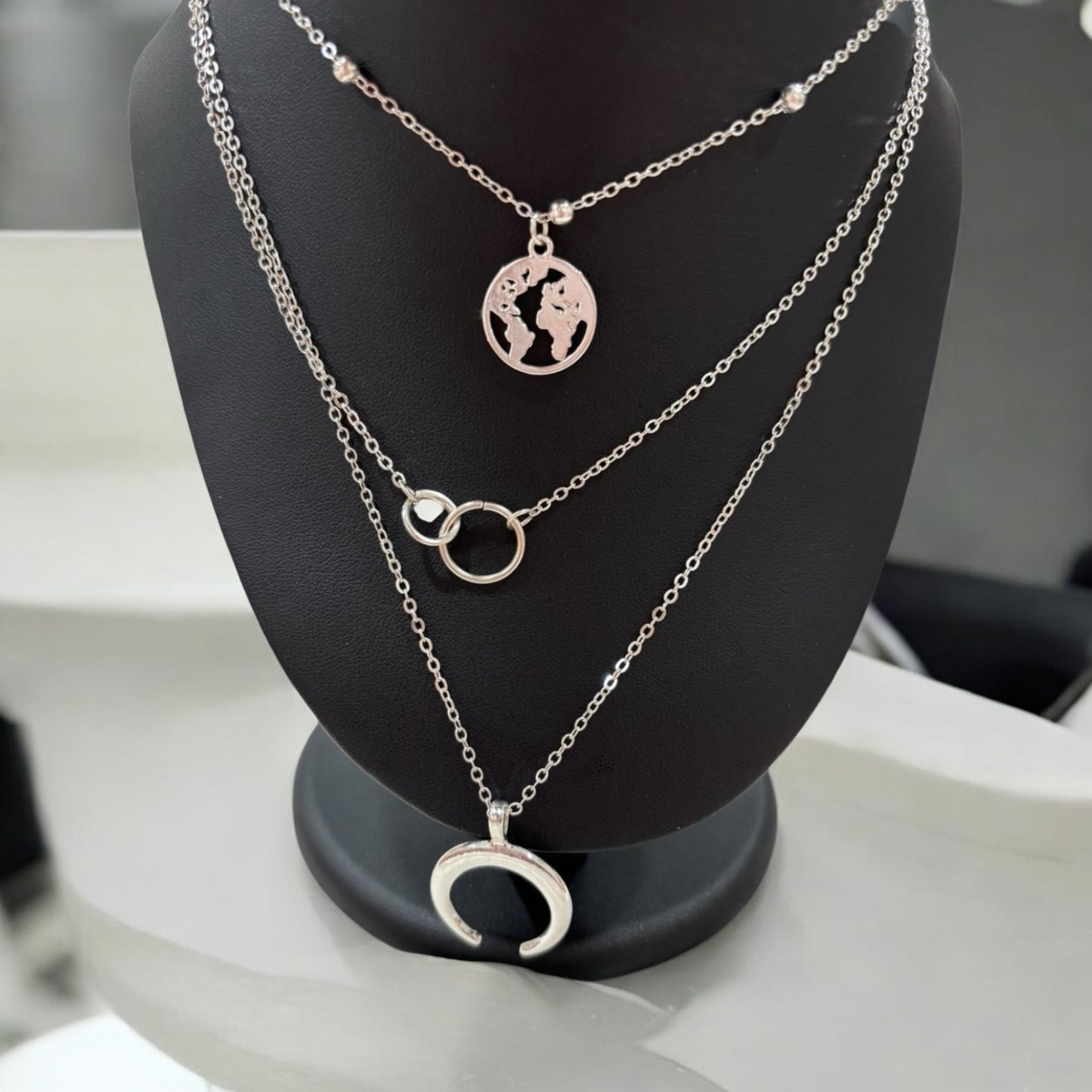 Celestial Connections Layered Necklace – Silver