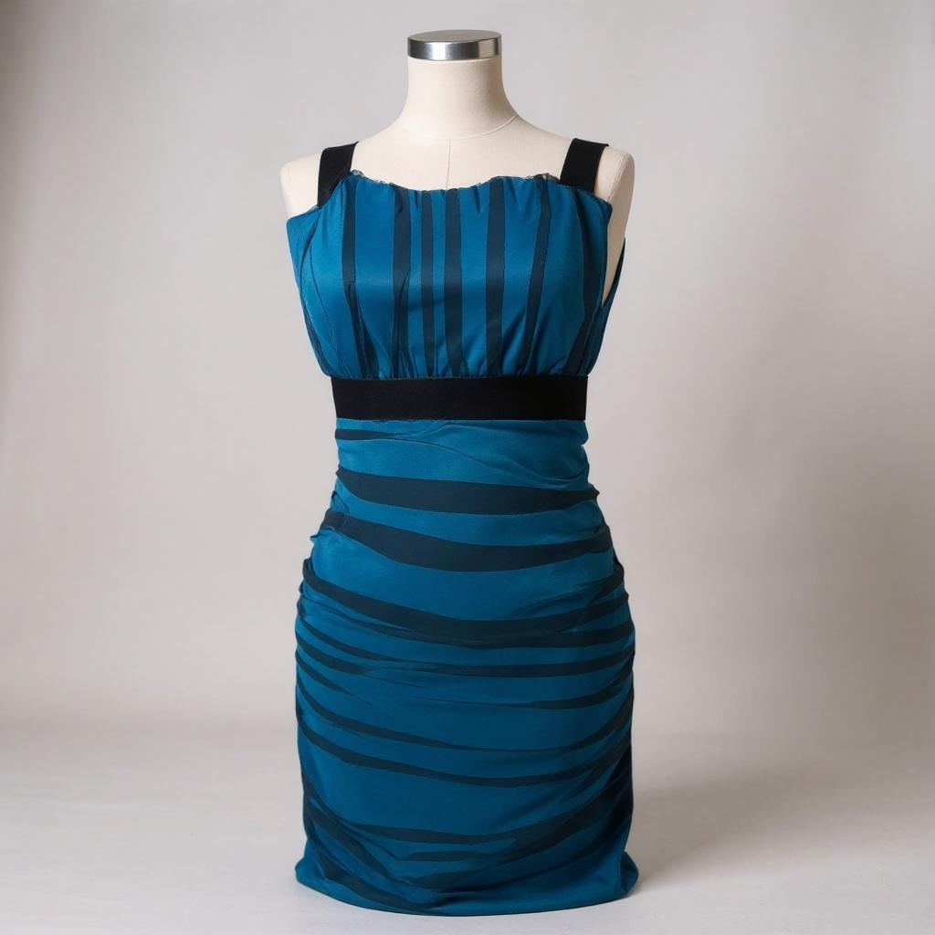 Teal & Black Sheer Ruched Cocktail Dress – Size 2XL