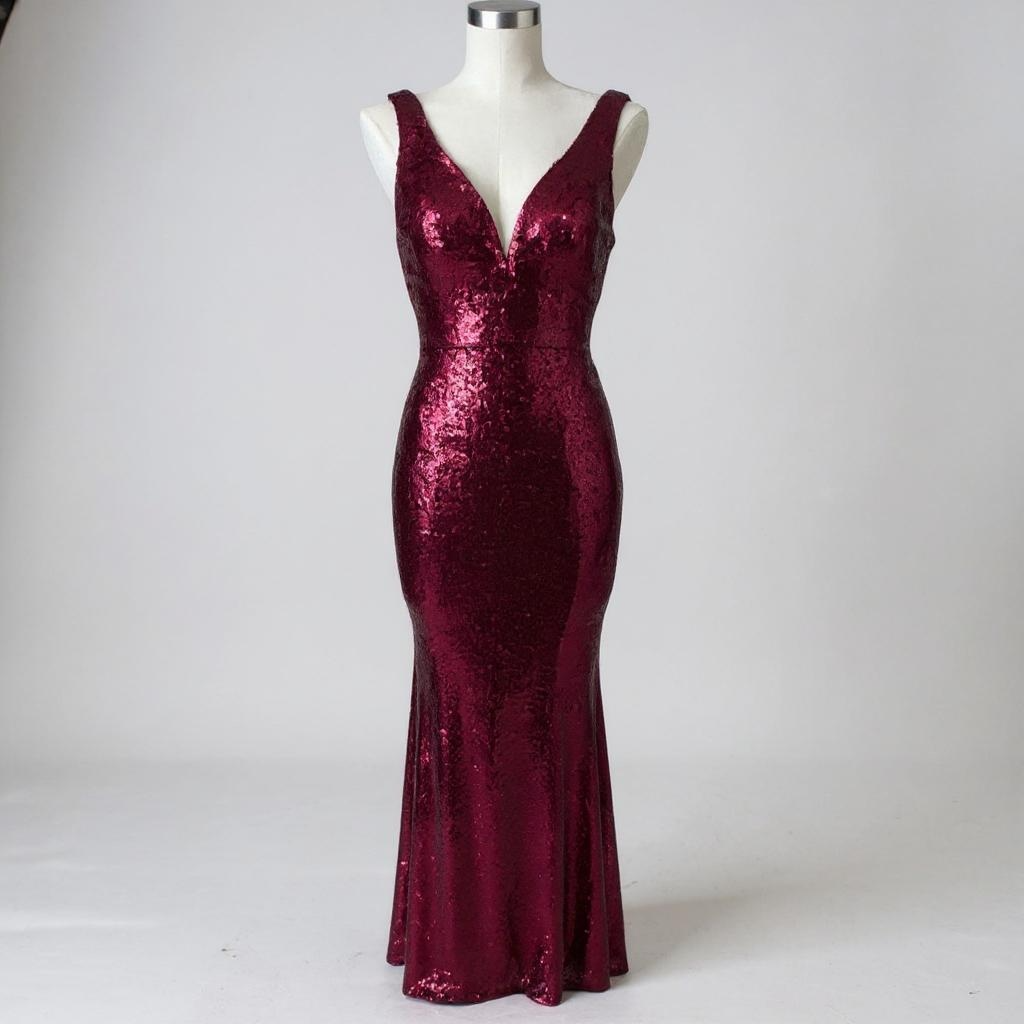 Crystal Doll Burgundy Sequin Gown – Size 1