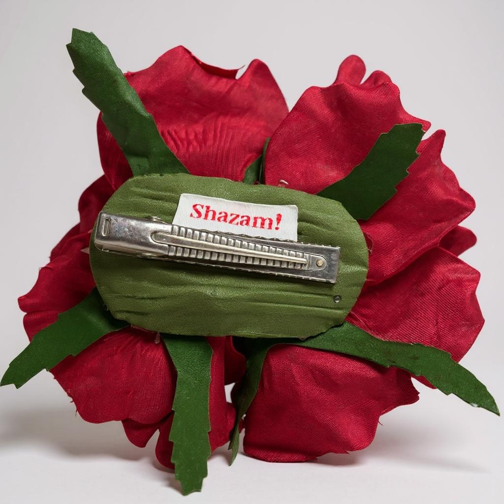 Vintage INSPIRED Red Rose Hair Clip – “Shazam!” Edition