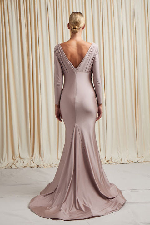 Elegant Dusty Rose Draped Gown
Size: 2XL
