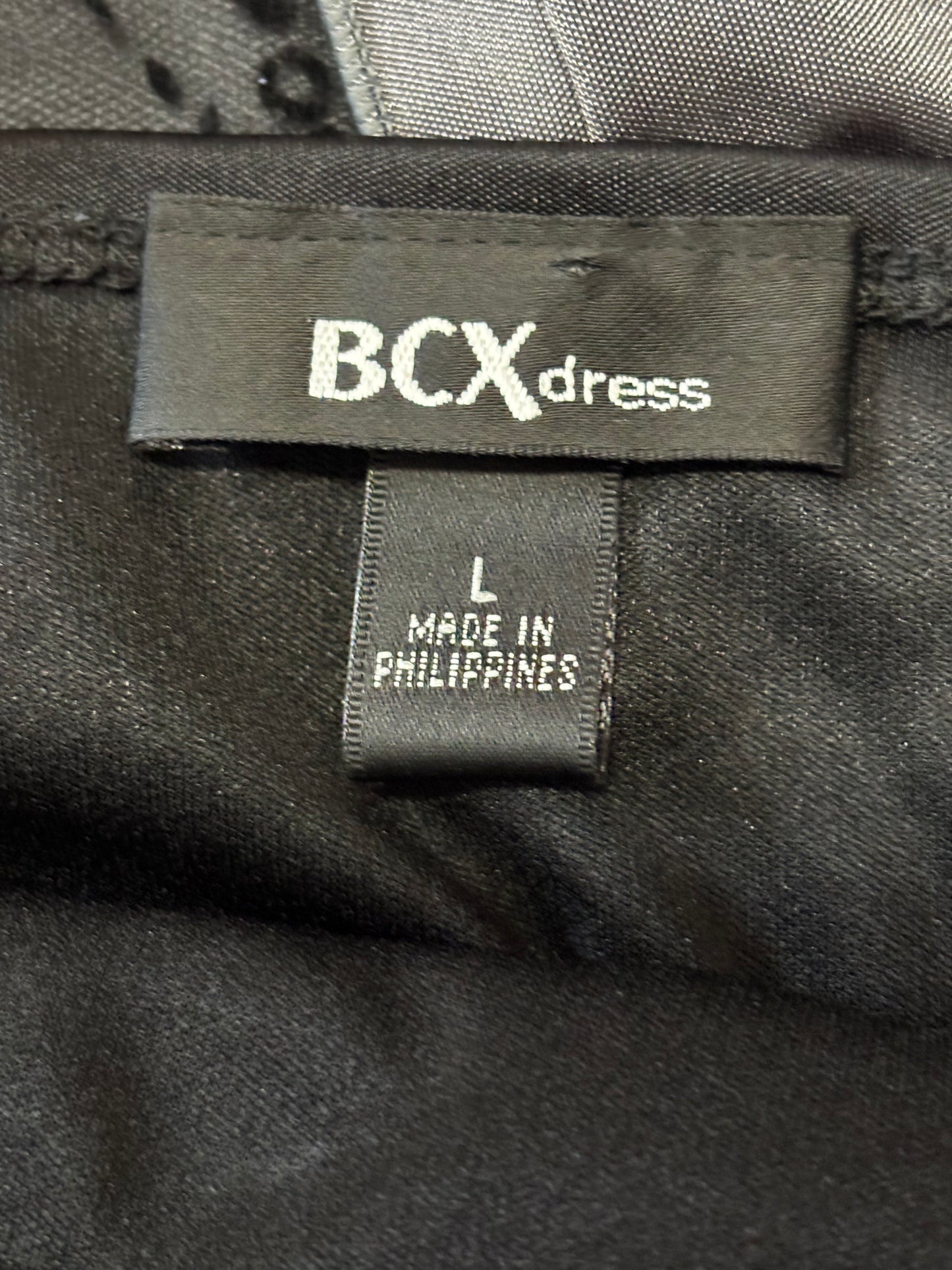 BCX Black & Gray Cocktail Dress with Velvet Waistband – Size L