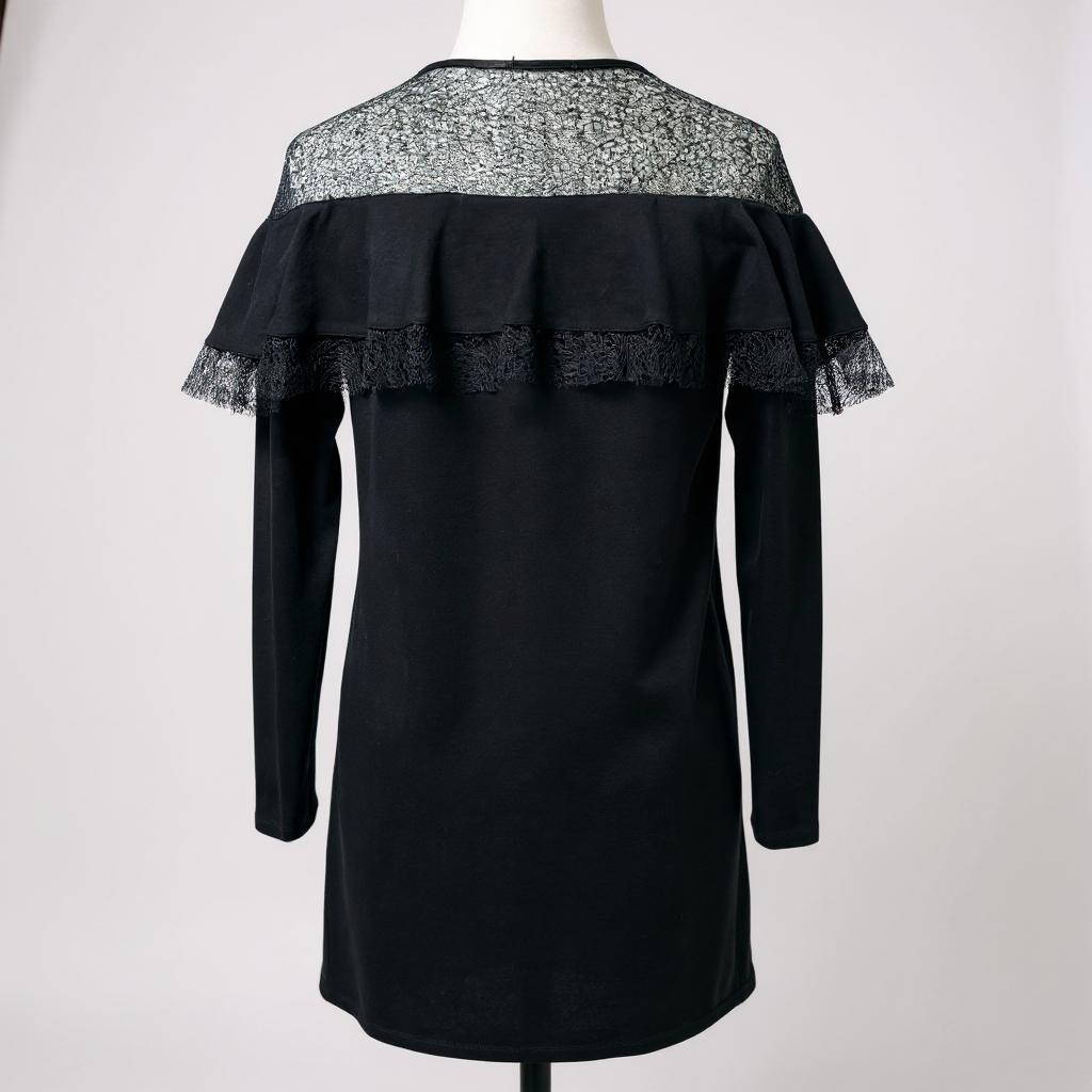 Black Lace Yoke Ruffle Dress – Timeless Elegance with a Hint of Drama