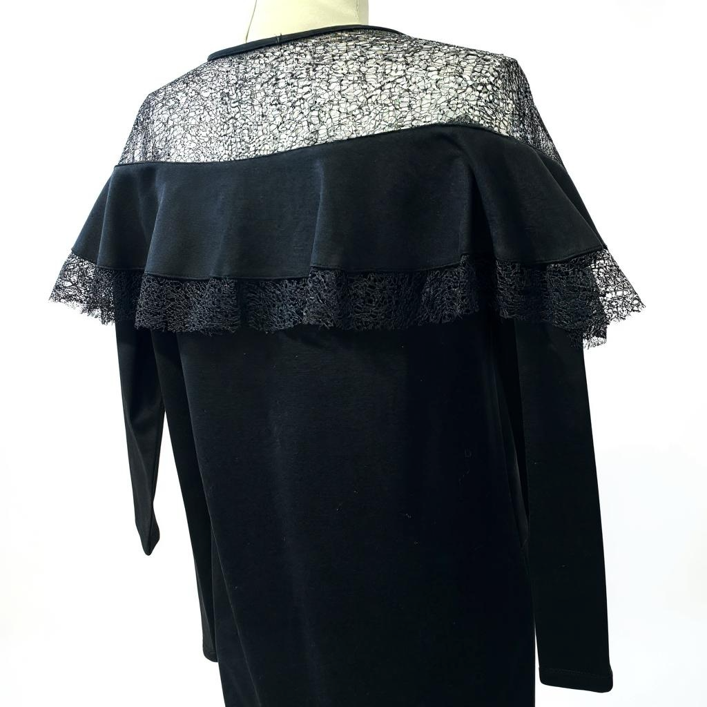 Black Lace Yoke Ruffle Dress – Timeless Elegance with a Hint of Drama