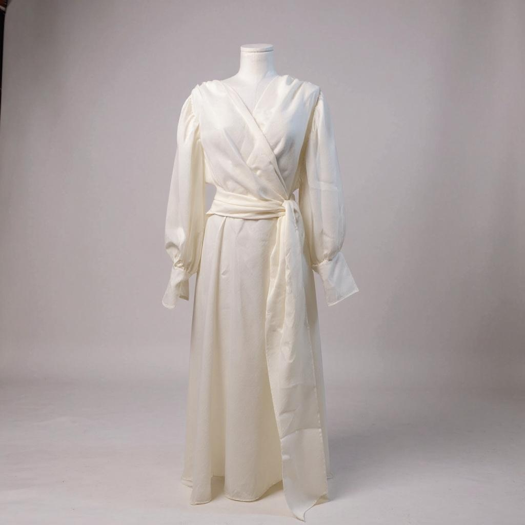 Handmade Ivory Organza Bridal Wrap Gown (Sheer Overlay Robe) XL