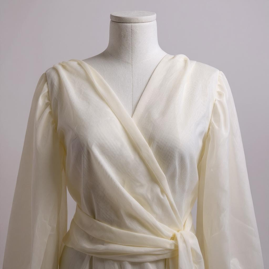 Handmade Ivory Organza Bridal Wrap Gown (Sheer Overlay Robe) XL