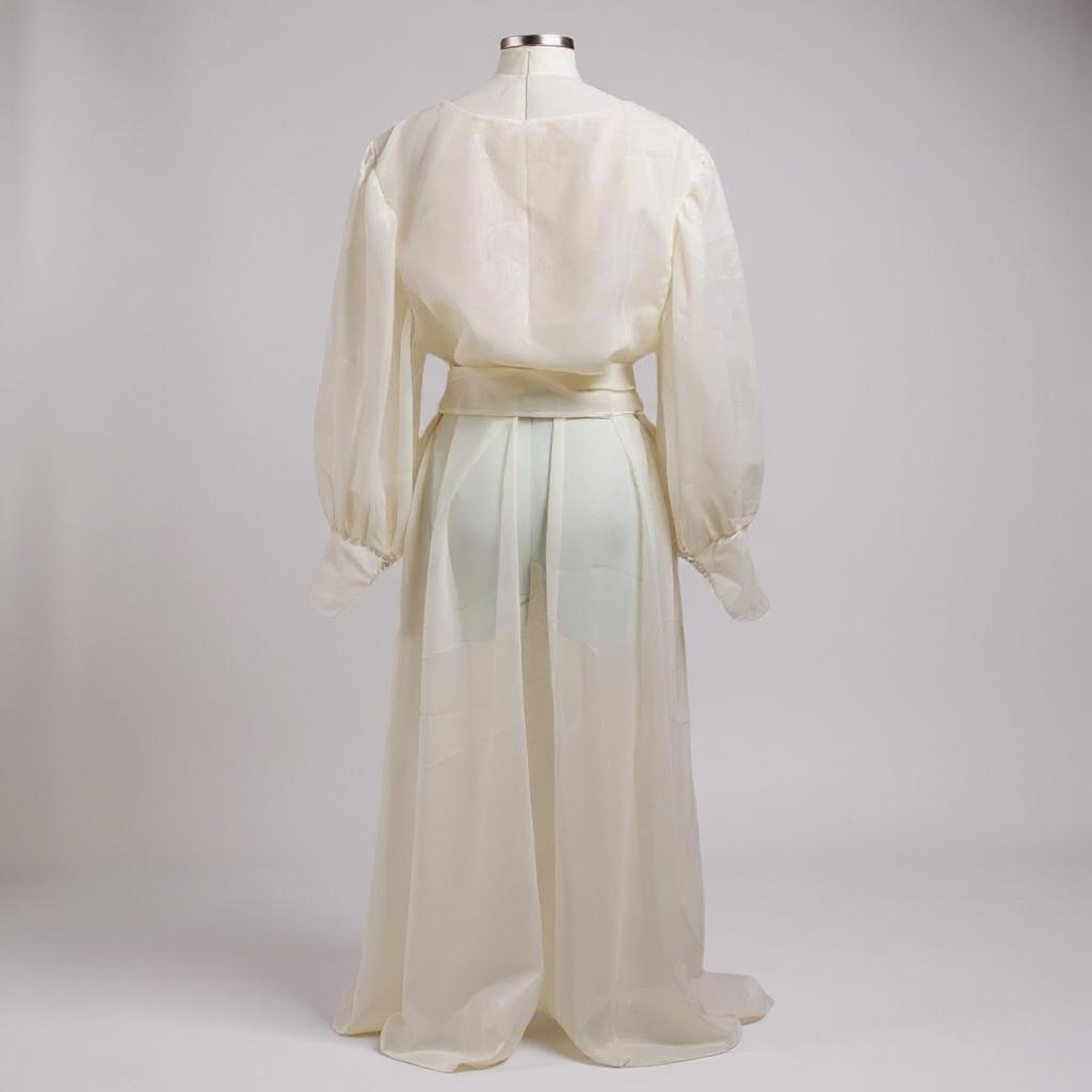 Handmade Ivory Organza Bridal Wrap Gown (Sheer Overlay Robe) XL