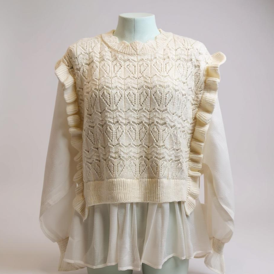 Cocobleu New York Ivory Knit & Sheer Blouse – XL (NWT) 💫