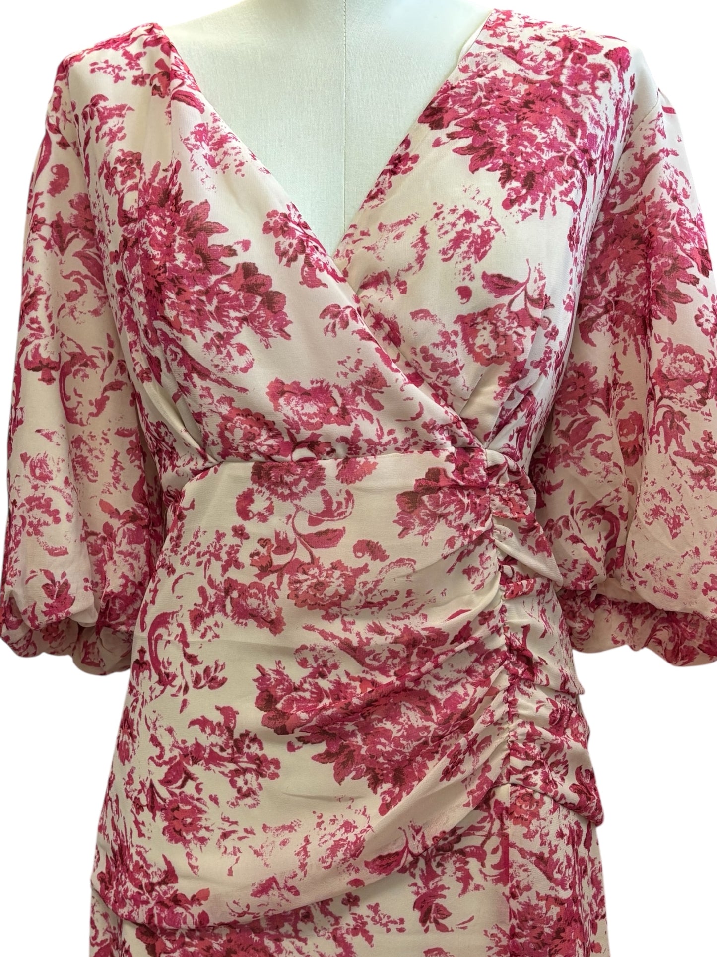 Chelsea28 Ruched Midi Dress – XXL – Rosy Toile Romance