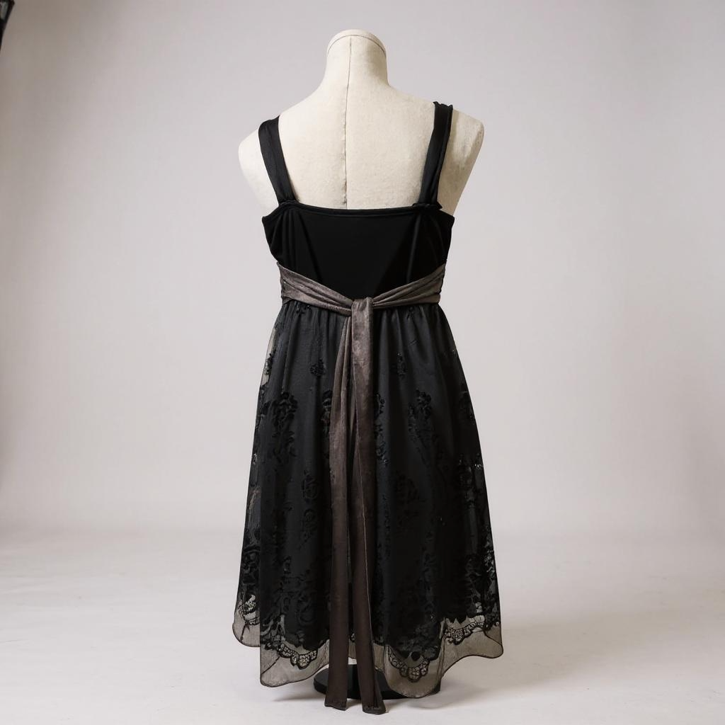 BCX Black & Gray Cocktail Dress with Velvet Waistband – Size L