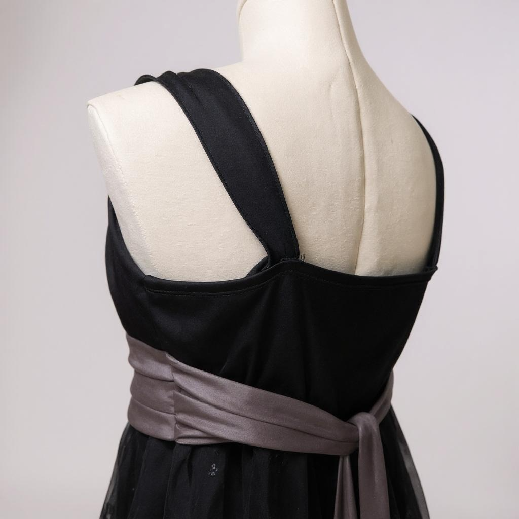 BCX Black & Gray Cocktail Dress with Velvet Waistband – Size L