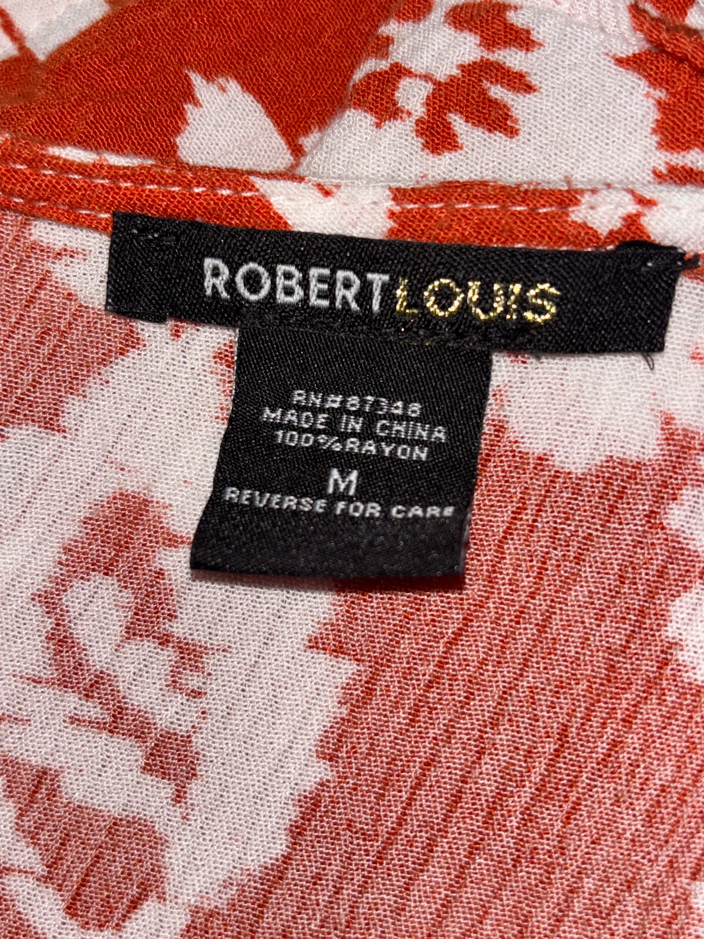 Robert Louis Burnt Orange & White Floral Boho Dress – Size M