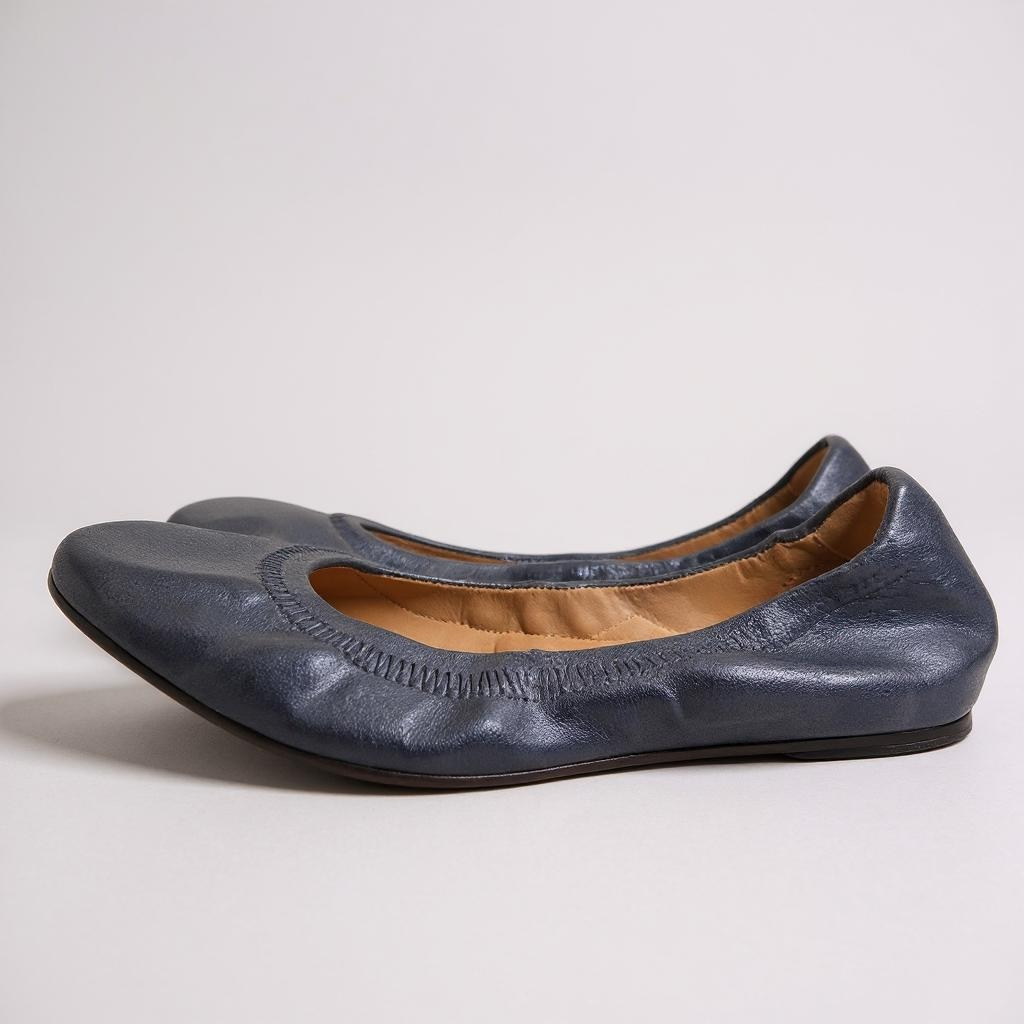 Trask Navy Blue Leather Ballet Flats – Size 7M