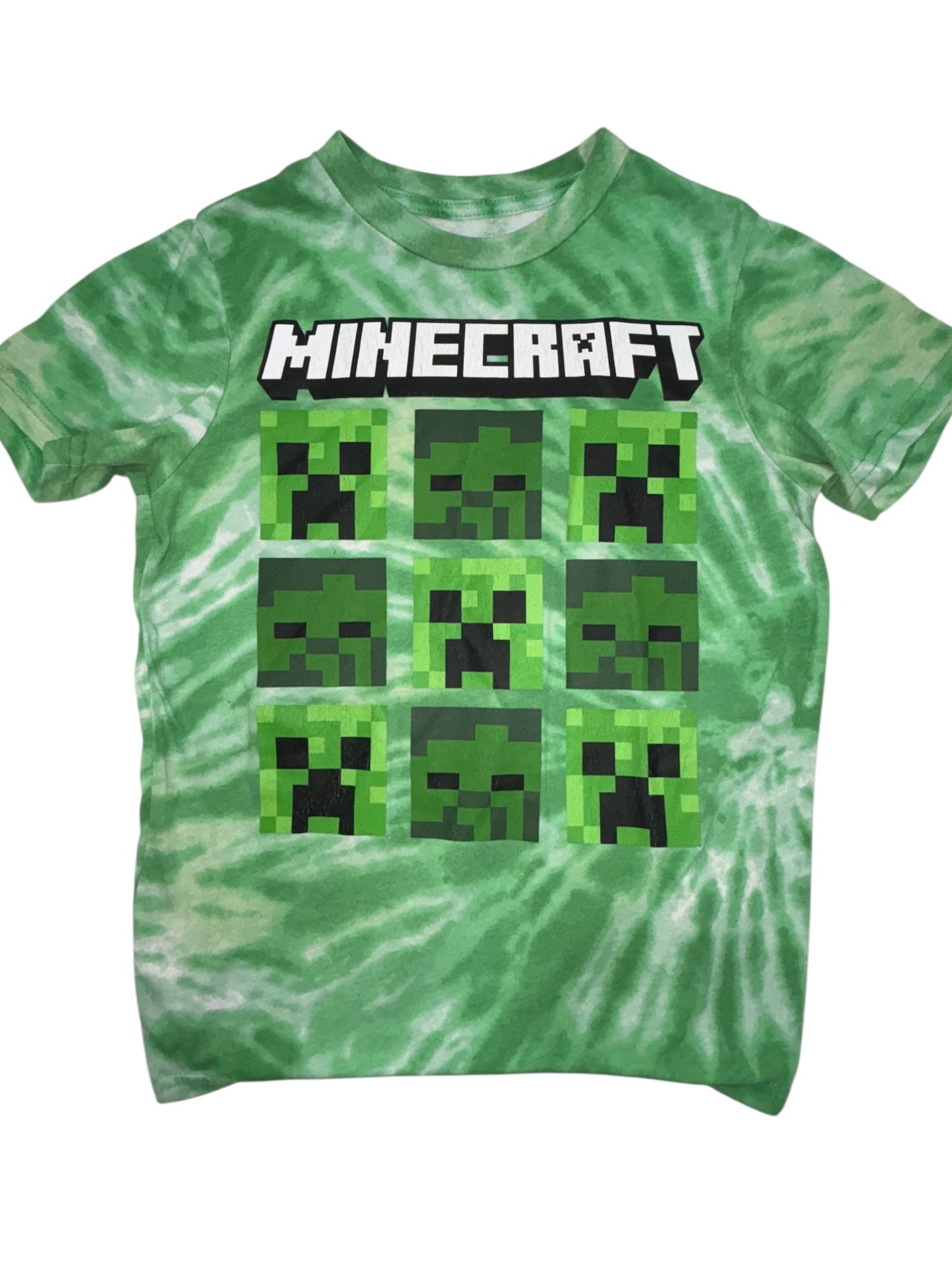 Minecraft Creeper Tie-Dye Graphic Tee – Size M (Youth)