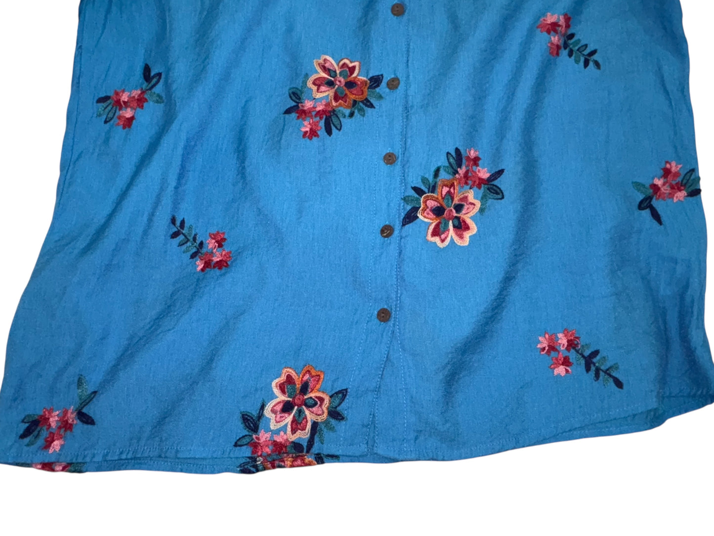 Kindred Blue Embroidered Button-Up Blouse – Size 2X