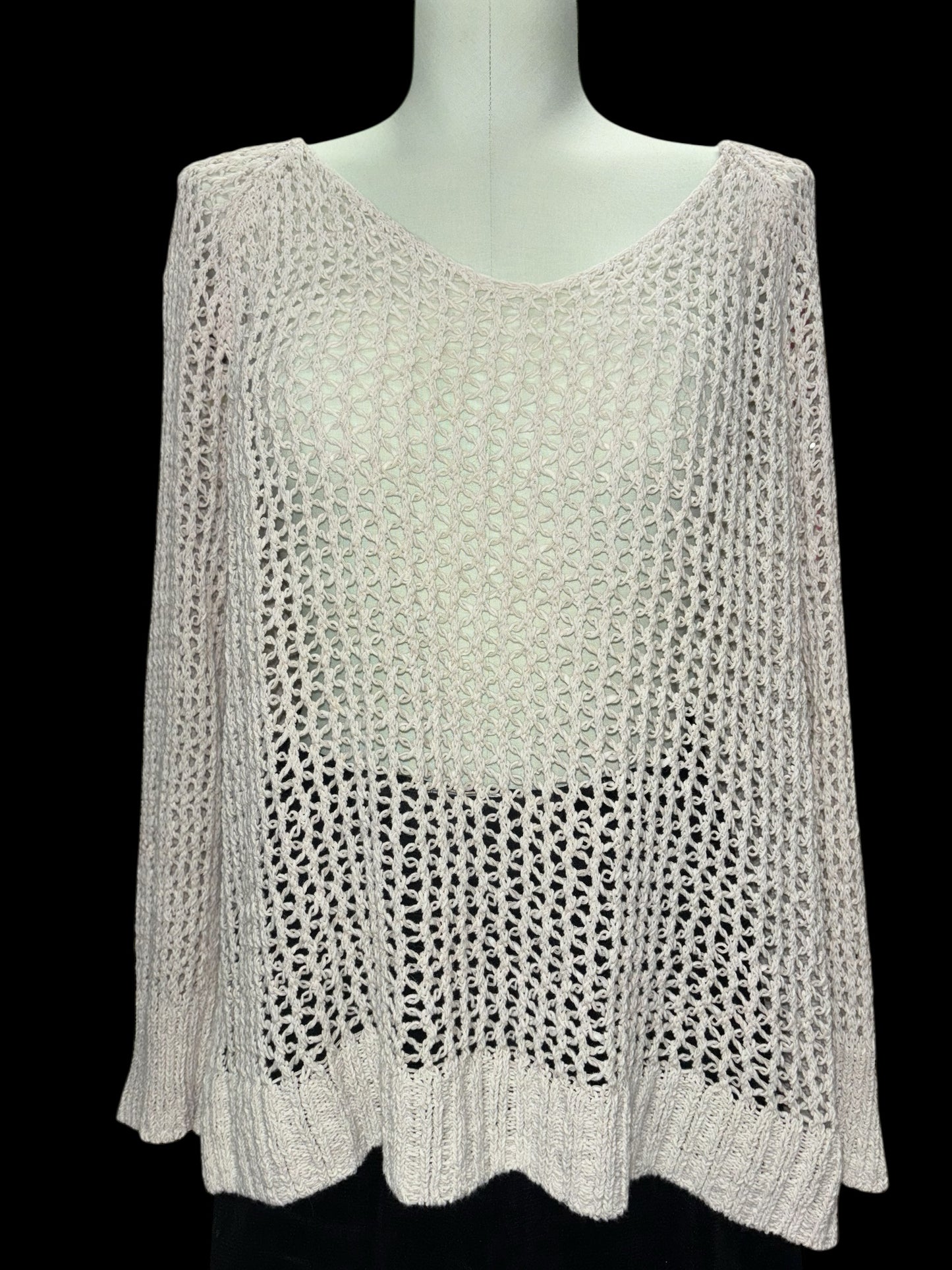 Open-Knit Sheer Pullover Sweater – Size Large