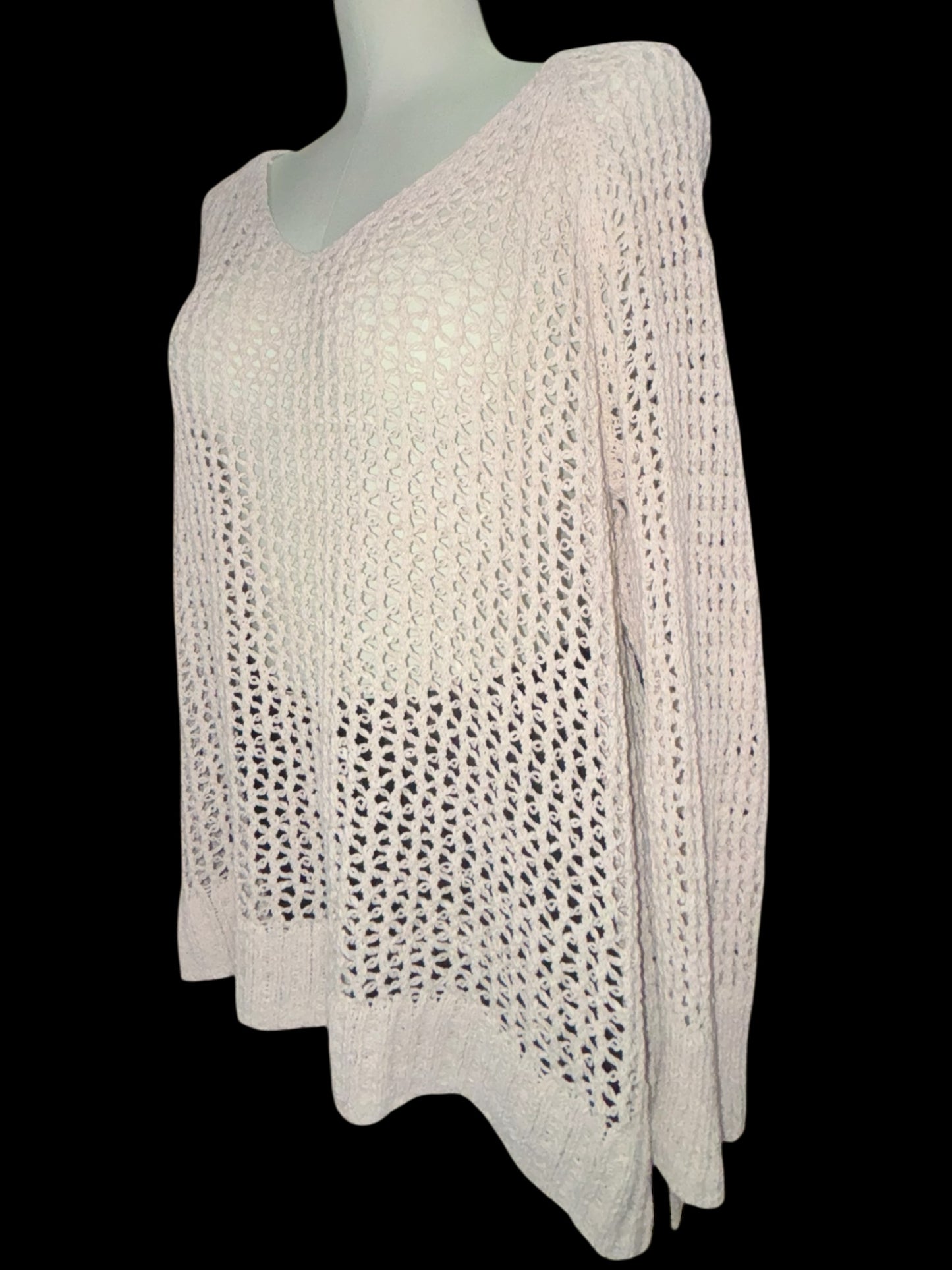 Open-Knit Sheer Pullover Sweater – Size Large