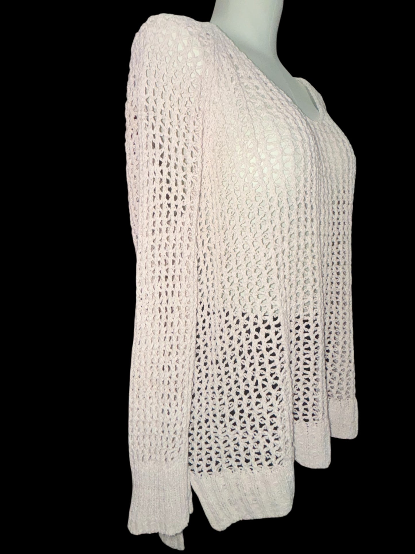 Open-Knit Sheer Pullover Sweater – Size Large