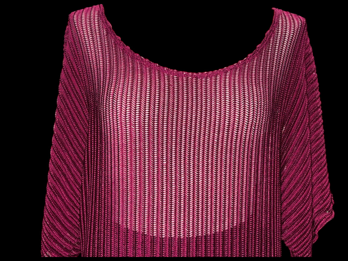 R. Marks New York Fuchsia Open-Knit Dolman Sweater Top – Size 2X, Made in USA
