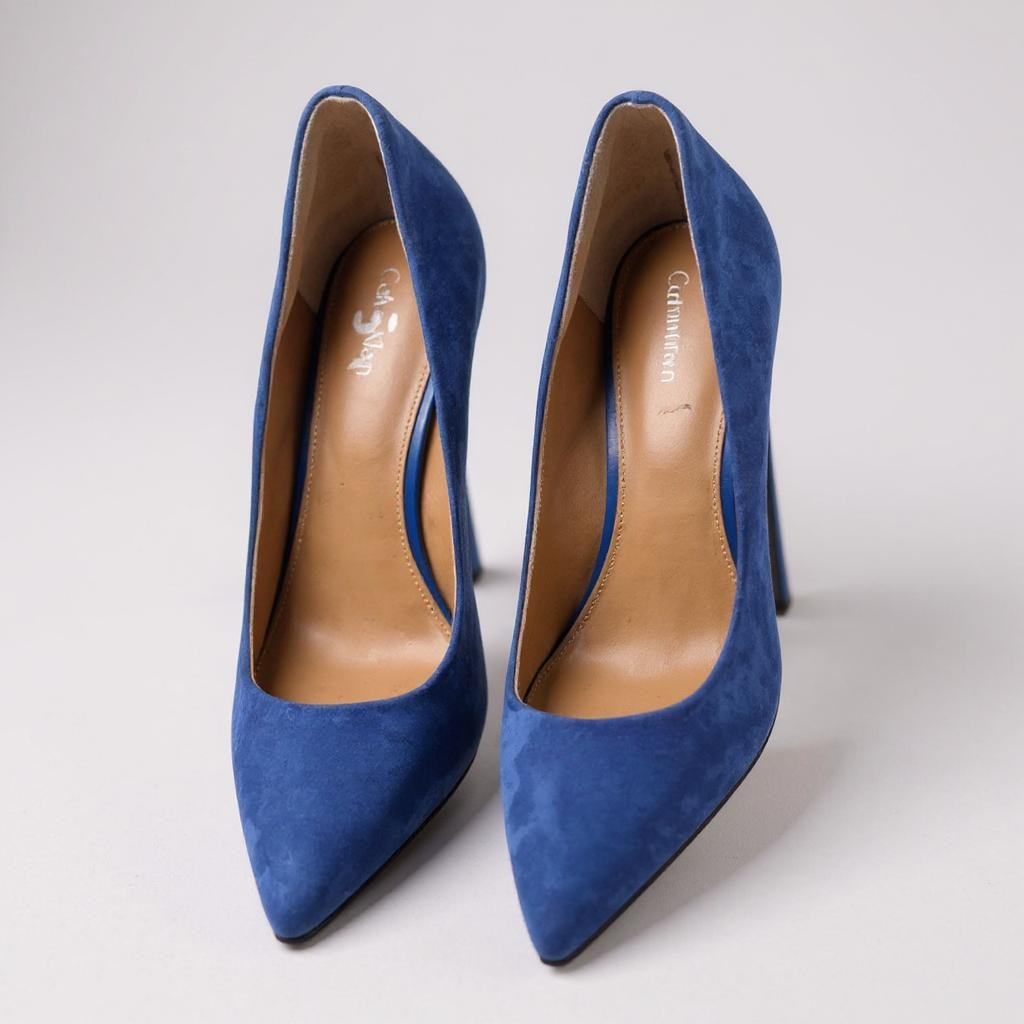 Calvin Klein Blue Suede Heels | Size 7 | Bold Pointed Pumps