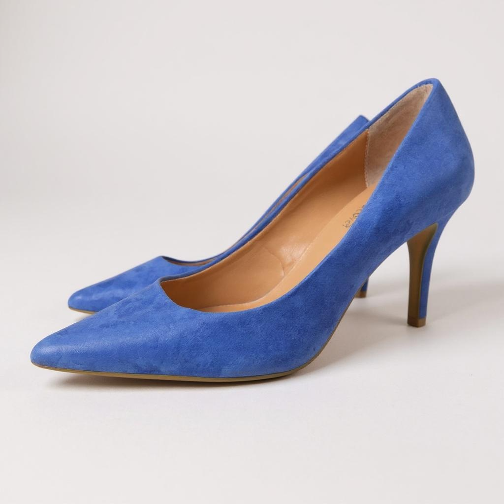 Calvin Klein Blue Suede Heels | Size 7 | Bold Pointed Pumps