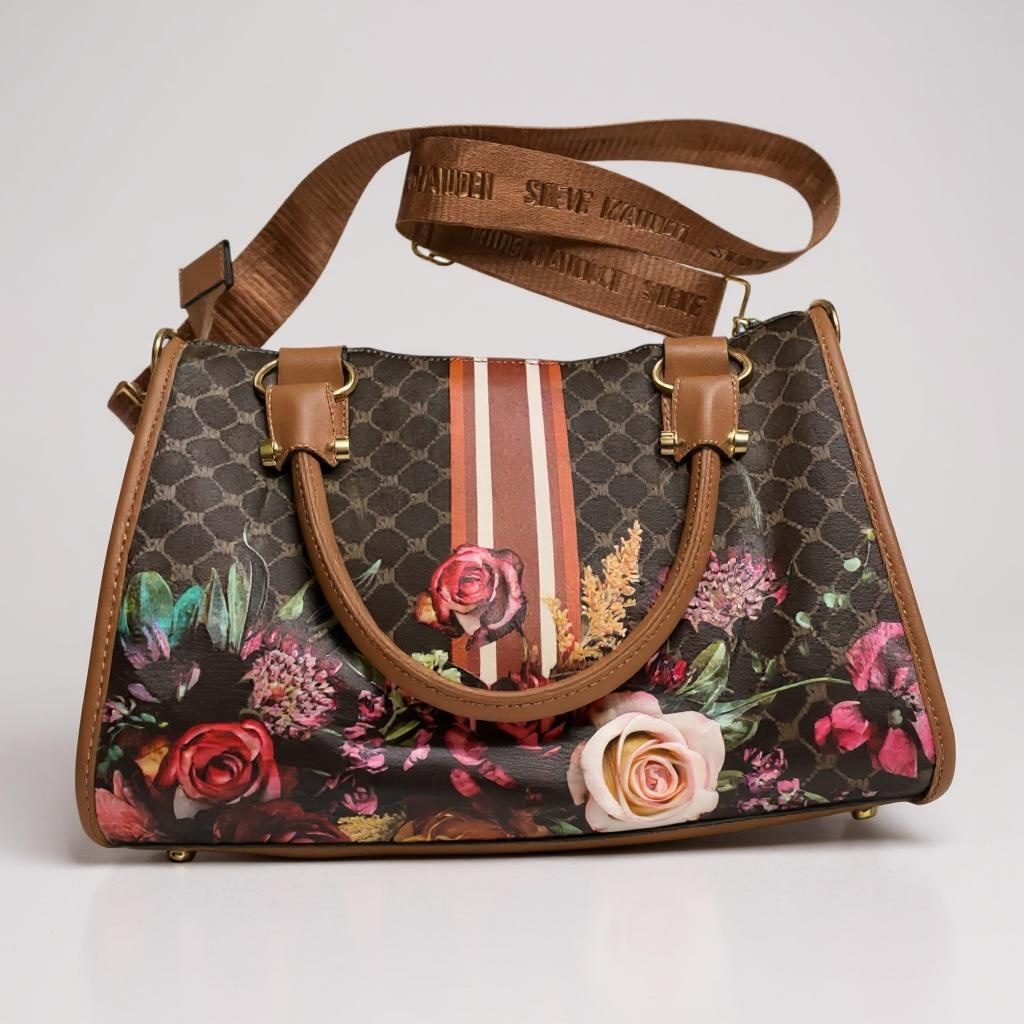 Steve Madden Floral Barrel Satchel – Brown & Multi