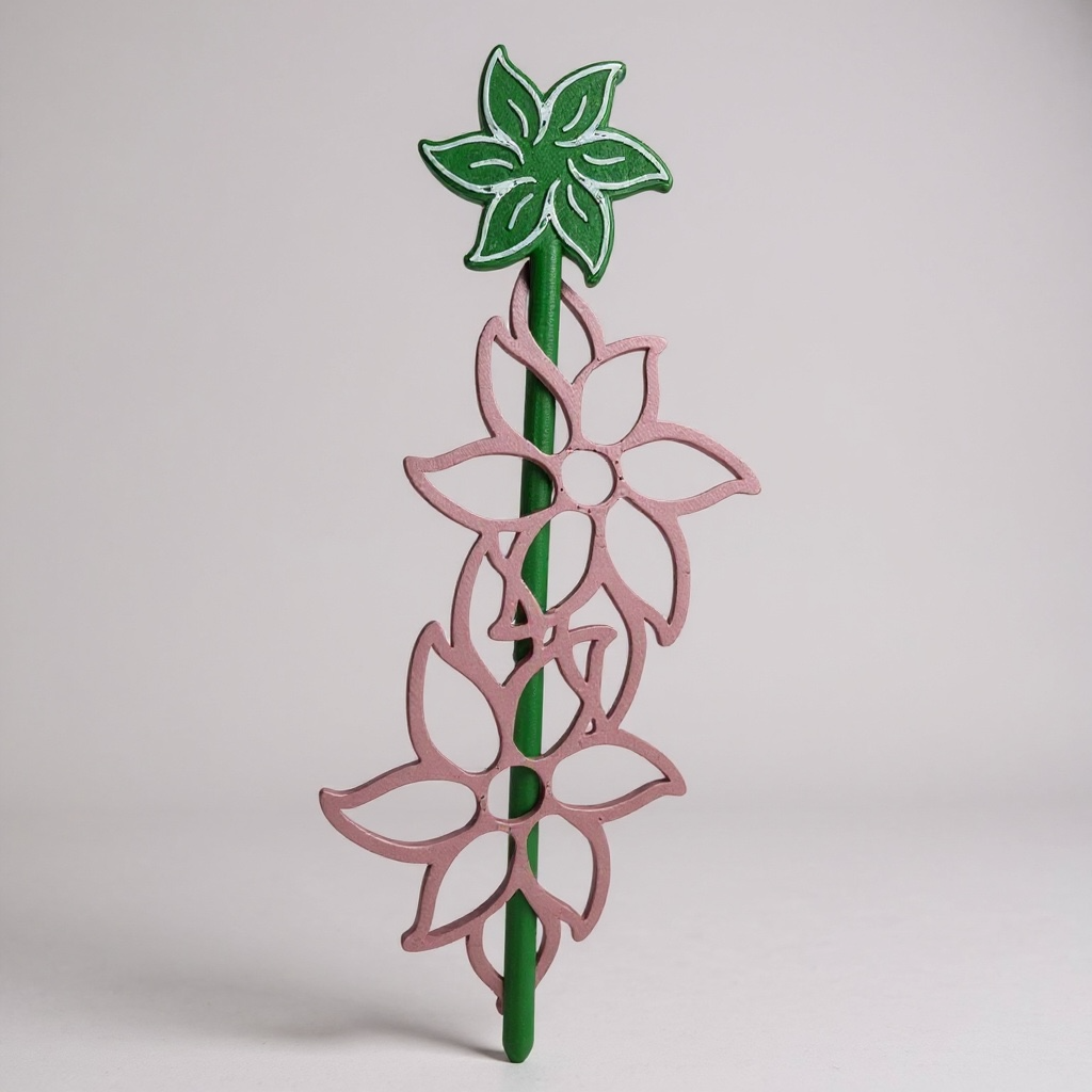 Pink Blossom & Leaf Hair Stick – 3D Printed Bun Pin