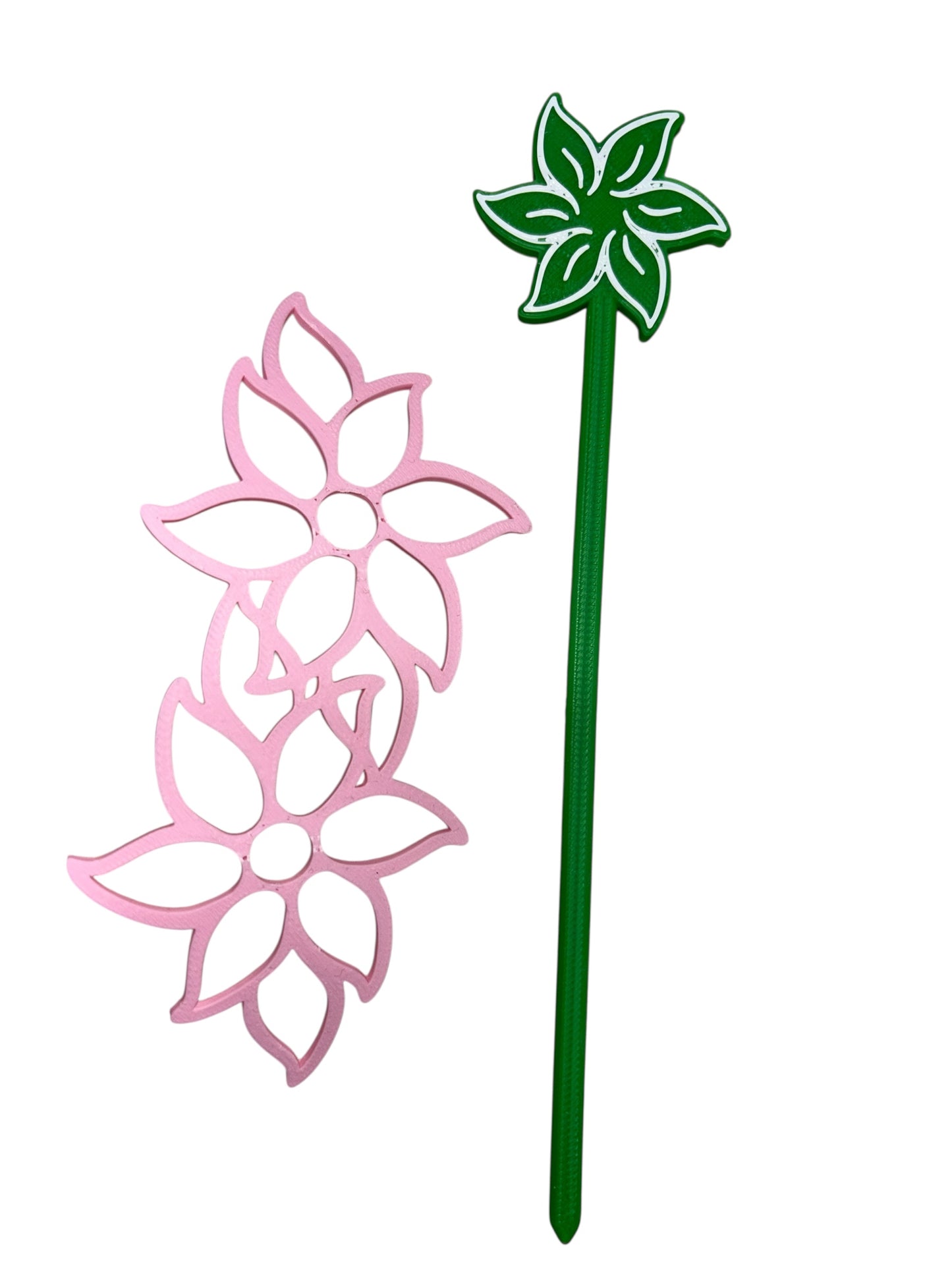 Pink Blossom & Leaf Hair Stick – 3D Printed Bun Pin