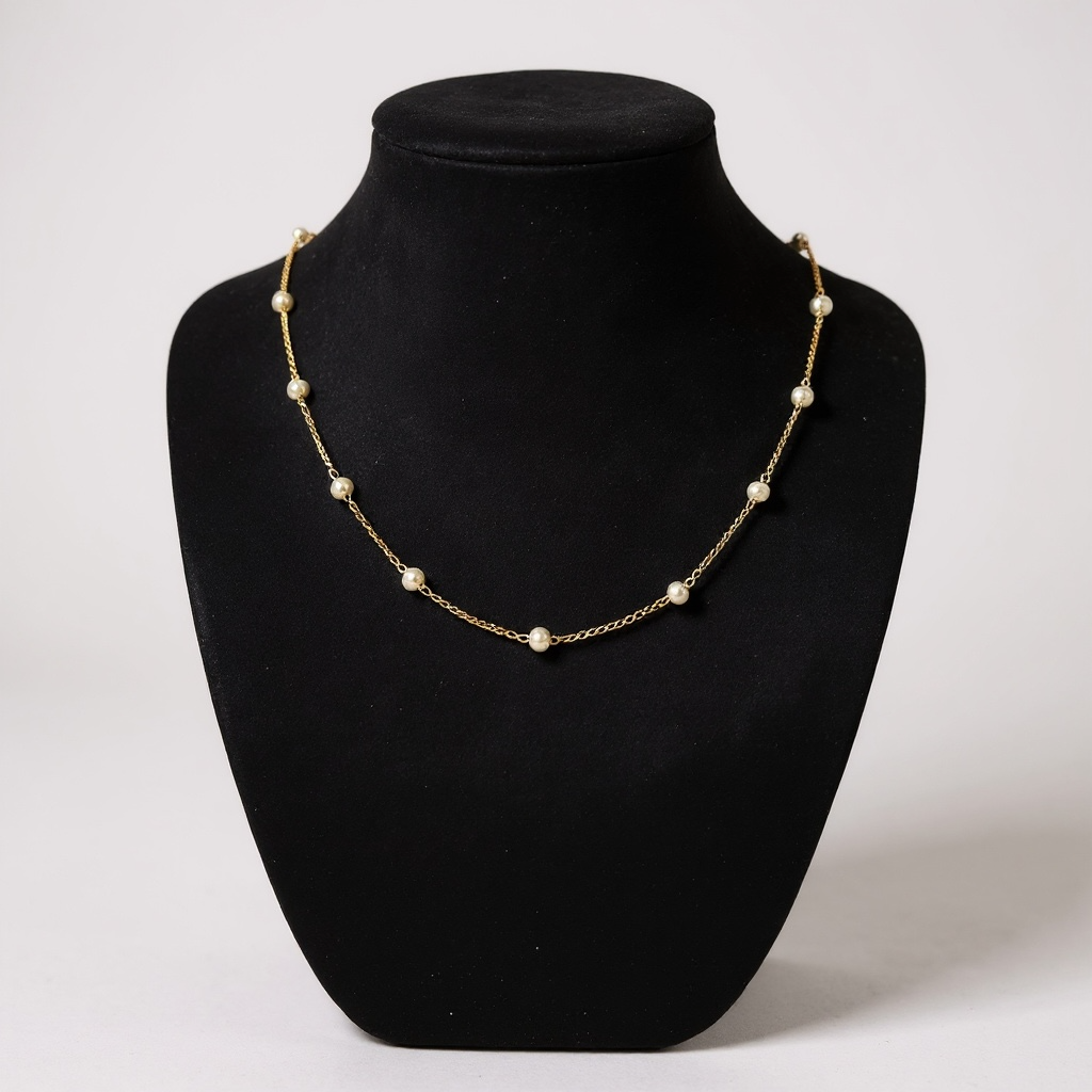 Gold Dainty Pearl Chain Necklace – Minimal & Elegant