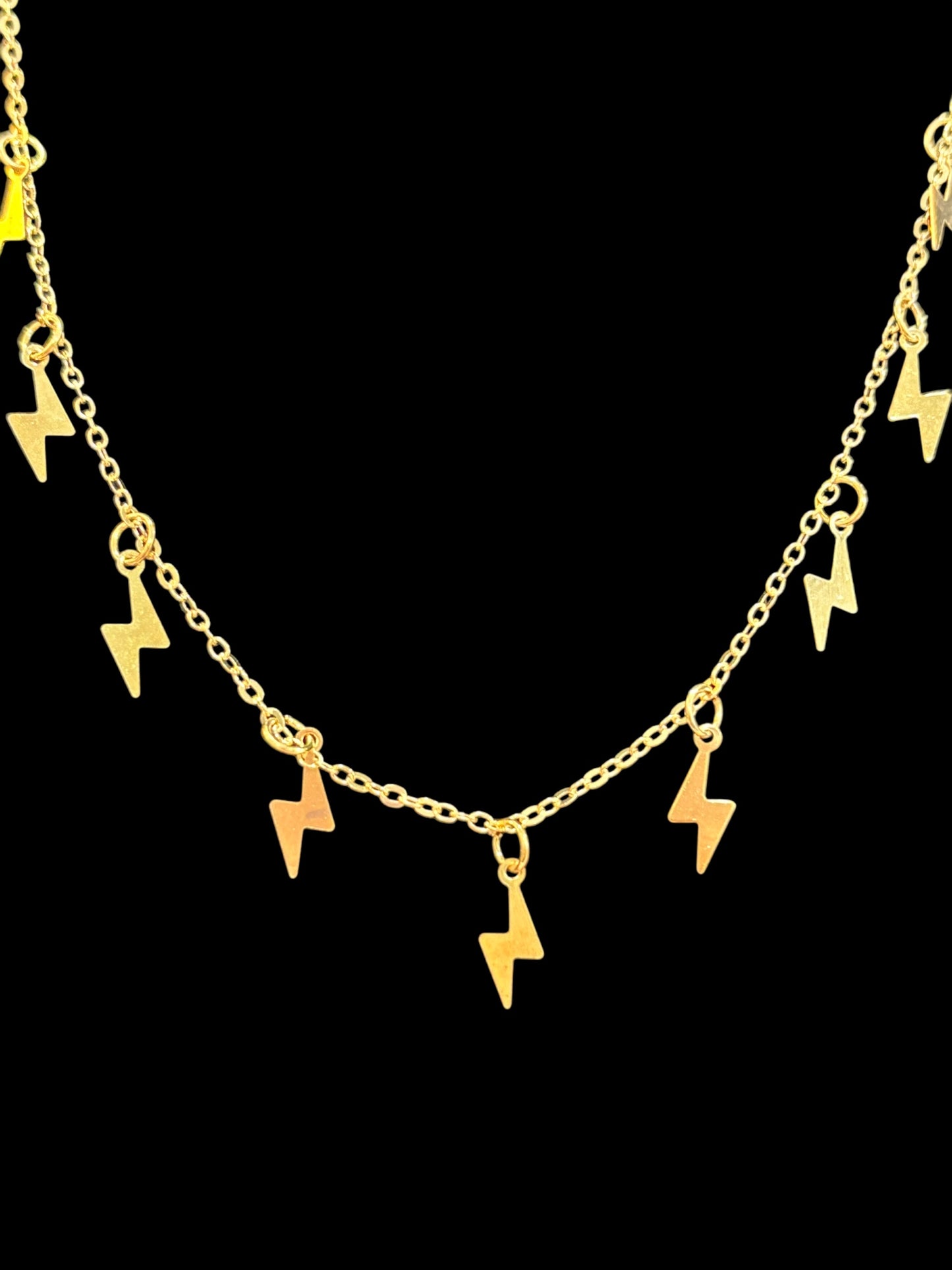 Gold Lightning Bolt Charm Necklace – Edgy & Fun