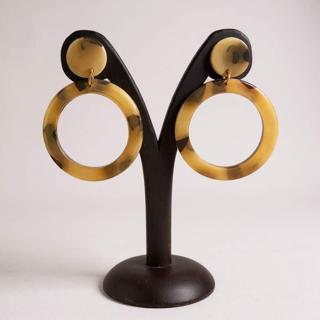 Vacation Statement Earrings – Tortoise Resin Hoop Dangles