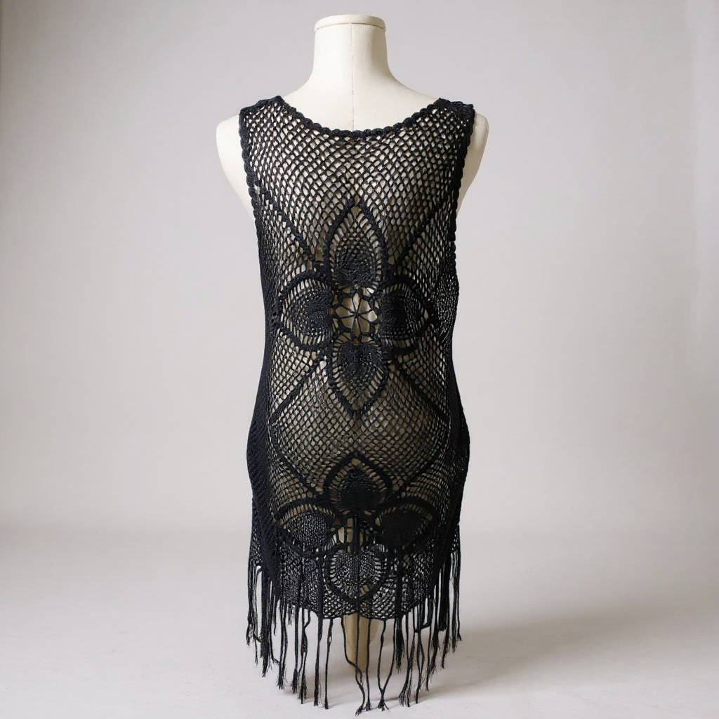 Forever 21+ Black Crochet Fringe Cover-Up Dress – Size 2X