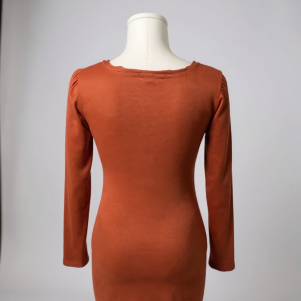 Derek Heart Rust Long Sleeve Ruched V-Neck Tunic – Size Small