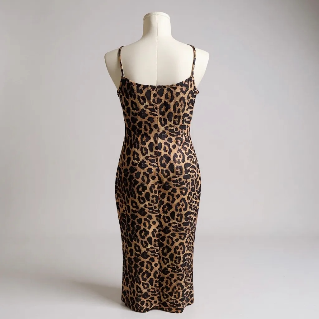 Leopard Print Bodycon Midi Dress – Size L
