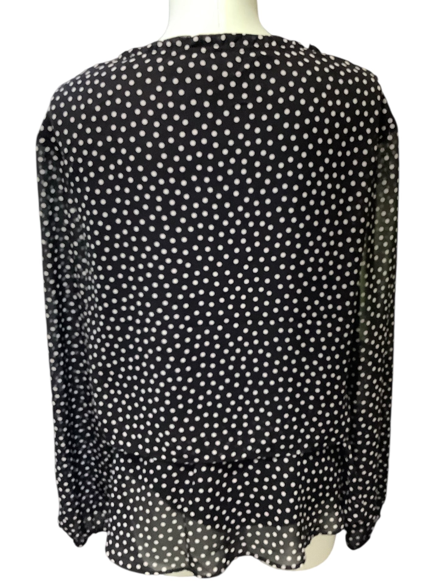 Nine West Black & White Polka Dot Sheer Blouse – Size XL