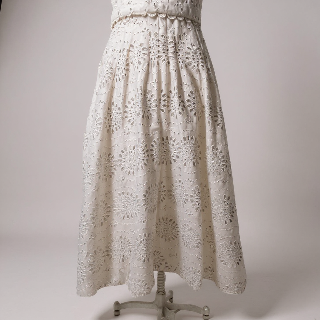 Zara White Eyelet Midi Dress – Size M