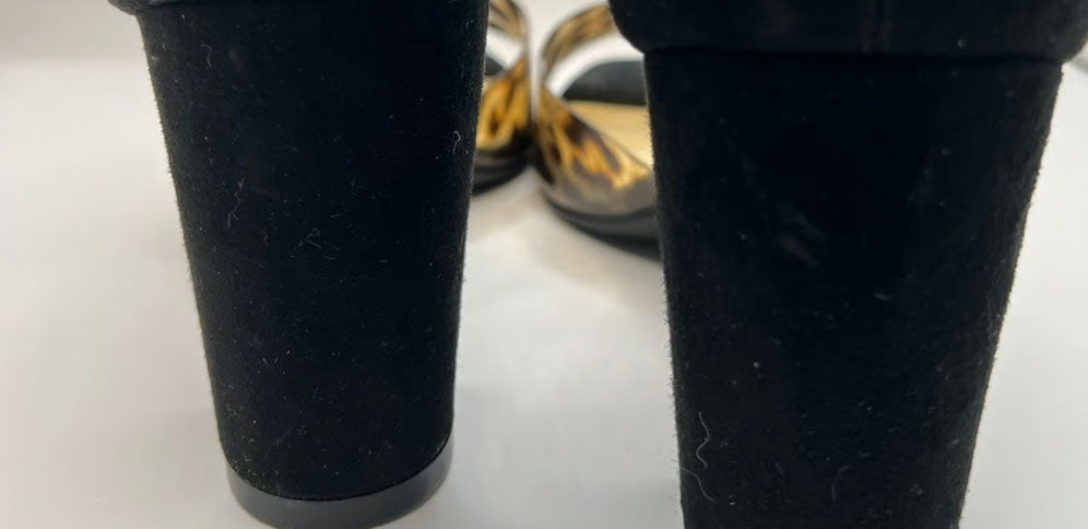Jessica Simpson Leopard Print Black Suede Heels (Size 8)