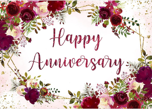 Happy Anniversary Backdrop 8Wx6H
