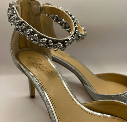 Badgley Mischka Silver Jewel Heels – Size 8