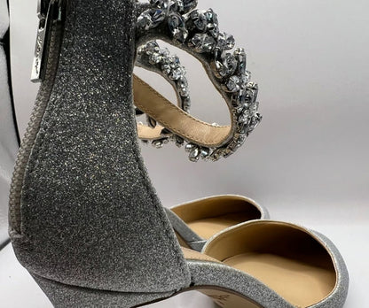 Badgley Mischka Silver Jewel Heels – Size 8
