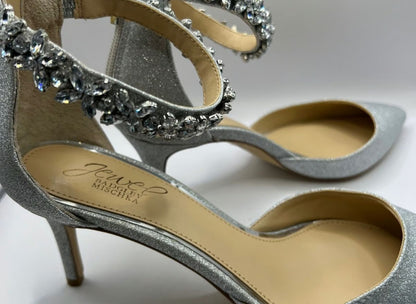 Badgley Mischka Silver Jewel Heels – Size 8