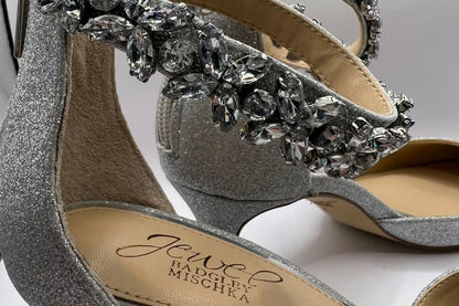 Badgley Mischka Silver Jewel Heels – Size 8