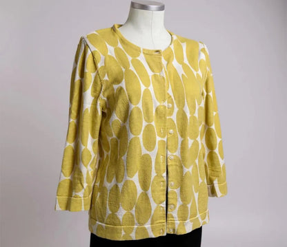 Ann Taylor Mustard Yellow Oval Dot Cardigan – Size L