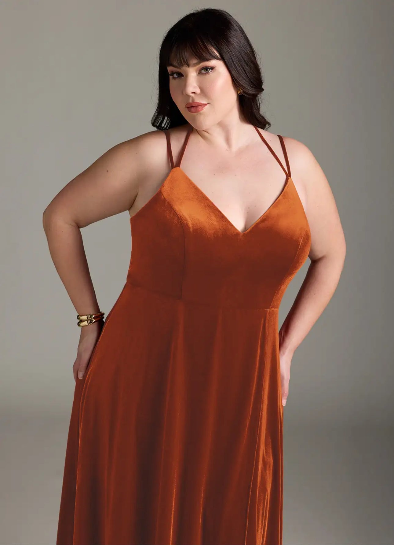 Azazie Sora Velvet A-Line Gown with Slit – Size A22