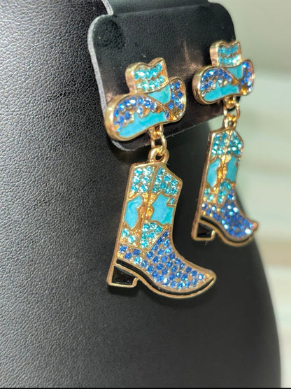 Rhinestone Rodeo – Western Boot & Hat Earrings